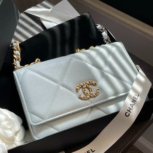 Chanel 19 Wallet on Chain Baby Blue Brand New
